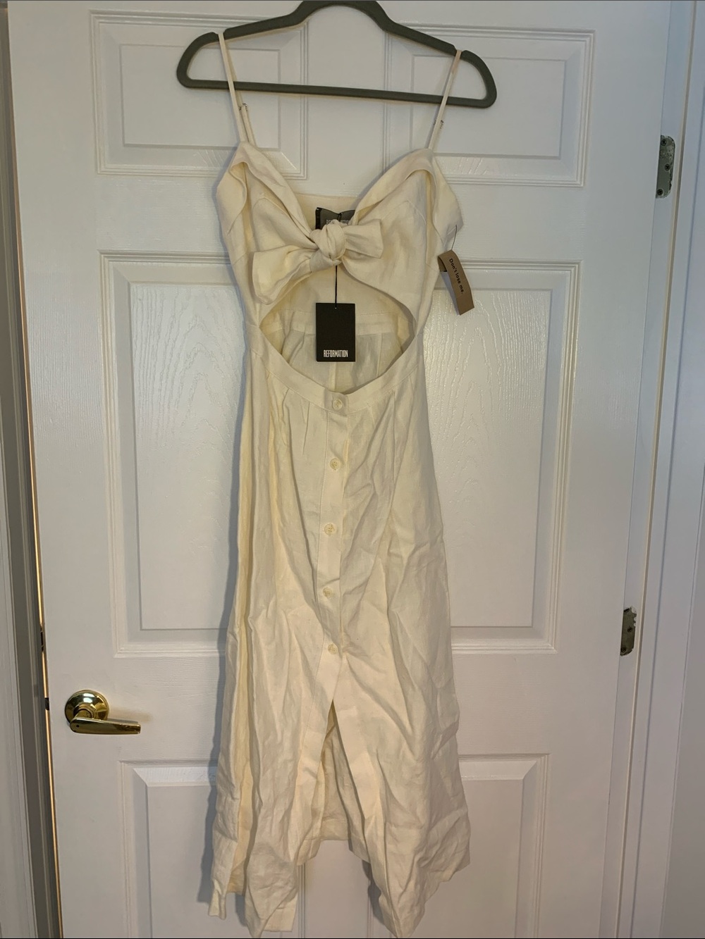 Reformation Cream Bow-Front Linen Sundress - Picture 3 of 5